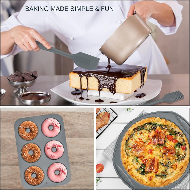 Aschef 9in1 Nonstick Silicone Baking Bundt Cake Pan Cookie Sheet Molds Tray Heat Resistant Bakeware Tools Kit for Muffin Loaf Bread Pizza CupcakeUtensil - Image 5
